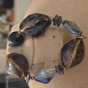 KENDRA SCOTT Blue and Brown Beaded Bracelet